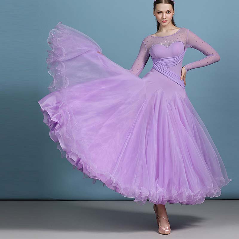 Amazon.com: Ballroom Dance Dress for Women Modern Waltz Tango Flamenco Dance  Dresses Lace Long Sleeves Performance Clothing (S,Apricot) : Clothing,  Shoes & Jewelry